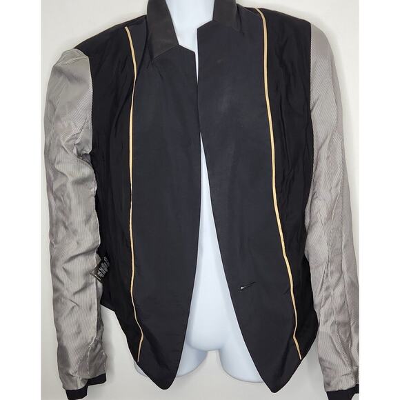 ANTHROPOLOGIE Rag & Bone Womens 6 Blazer Jacket Nylon -Leather Trim Button Black - Picture 11 of 11